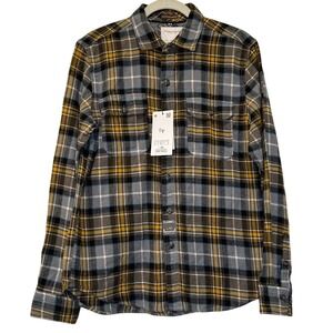 Lightweight Flannel Shirt NWT Plaid Brown, Blue, Ivory, Gray - Large